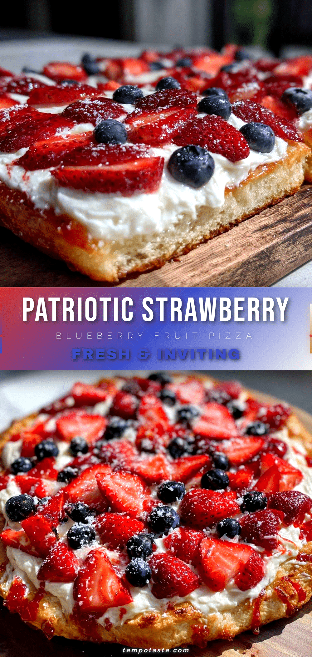 Strawberry Blueberry Flag Fruit Pizza recipe