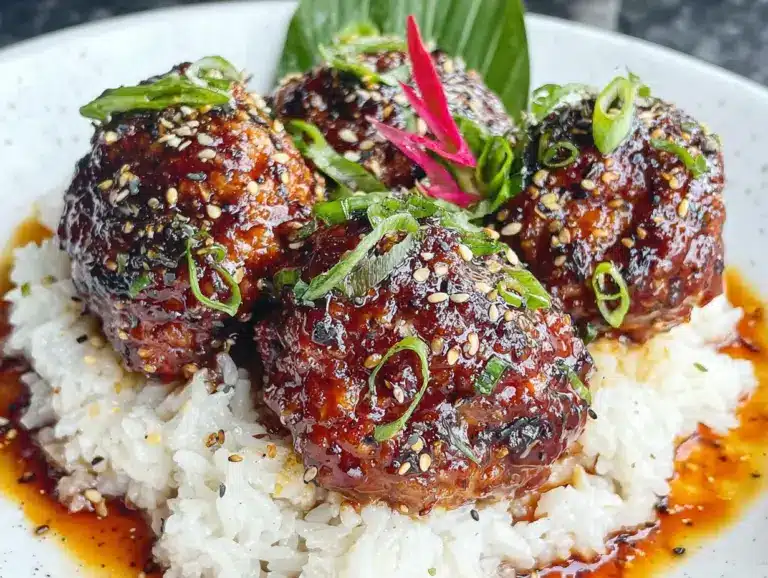 easy bento box chicken teriyaki meatballs - featured image