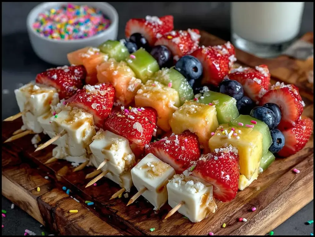 Easy rainbow fruit and cheese kabobs kids love - featured image